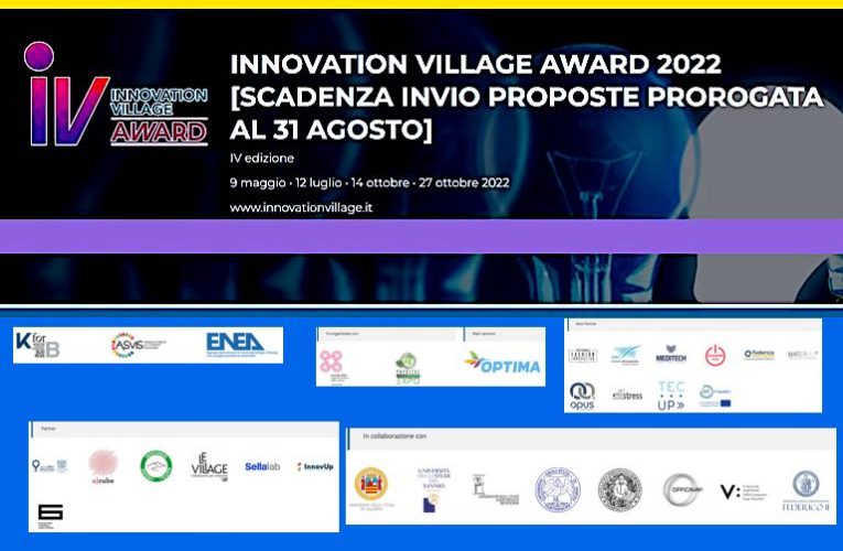 4° Innovation Village Award, premi all’innovazione: prorogato al 31 agosto il termine per la presentazione delle proposte
